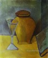 Pot Wine Glass and Book 1908 Cubist